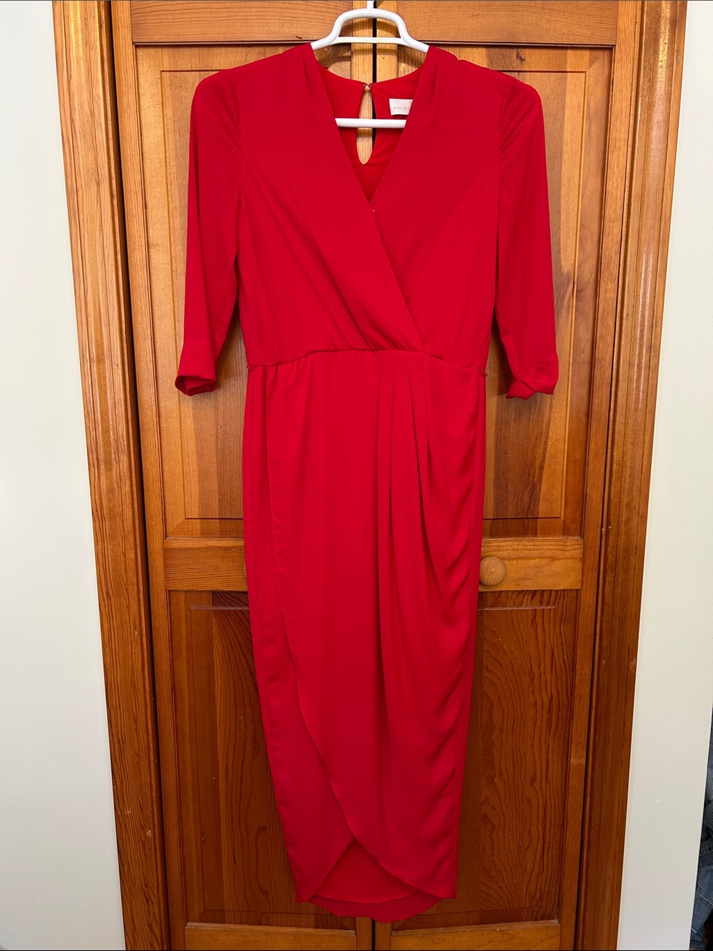 Amanda Uprichard Red Faux-Wrap Midi Dress